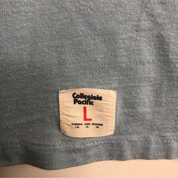 VINTAGE | COLLEGIATE PACIFIC Camp Omega Football Jersey Blue Size Large - Picture 5 of 11